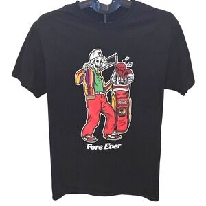 Golf T-Shirt Pro Shop Mens Medium Black Skeleton Short Sleeve Tee